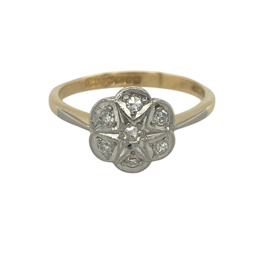 18ct Gold & Platinum Diamond Cluster Ring