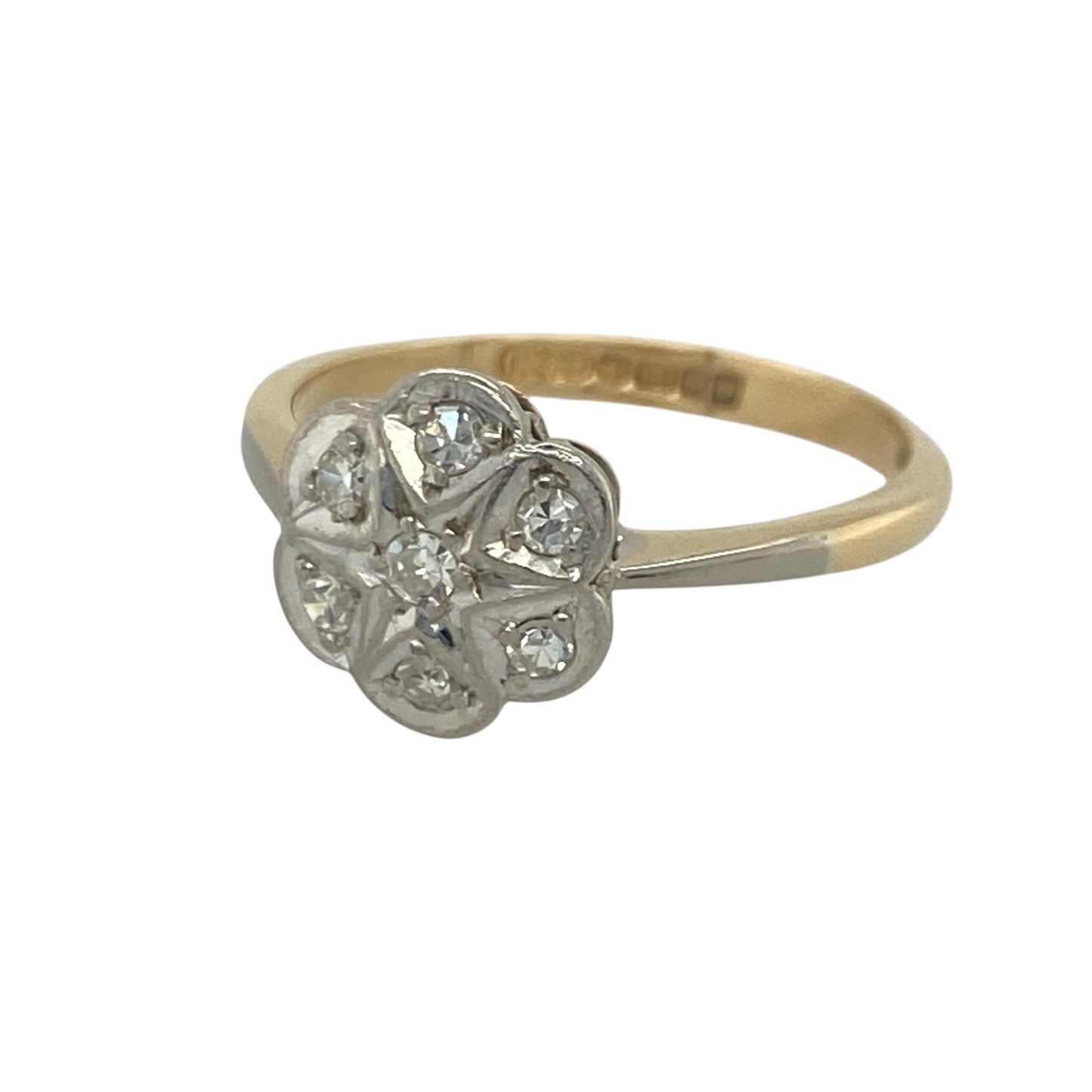 Add timeless sparkle and classic elegance to your jewellery collection with this pre-owned 18ct yellow gold and platinum diamond cluster ring, featuring a beautifully crafted design with sophisticated everyday appeal—perfect for special occasions, gifting, or treasured daily wear.

Design: The ring showcases a striking diamond cluster measuring approximately 10mm high at the front, creating an eye-catching focal point with exceptional brilliance.