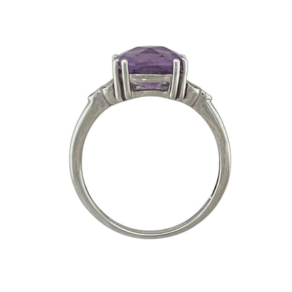 9ct White Gold Diamond & Amethyst Ring