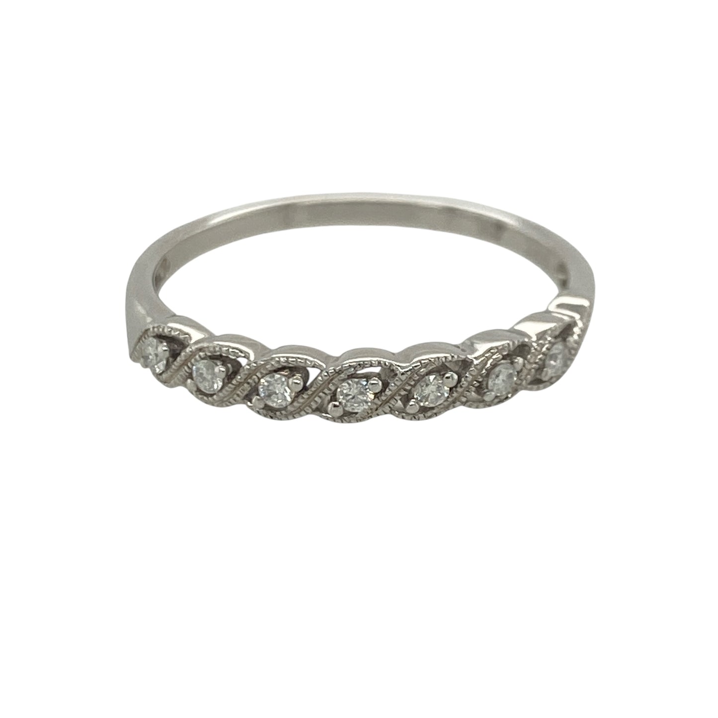 9ct White Gold & Diamond Twist Band Ring