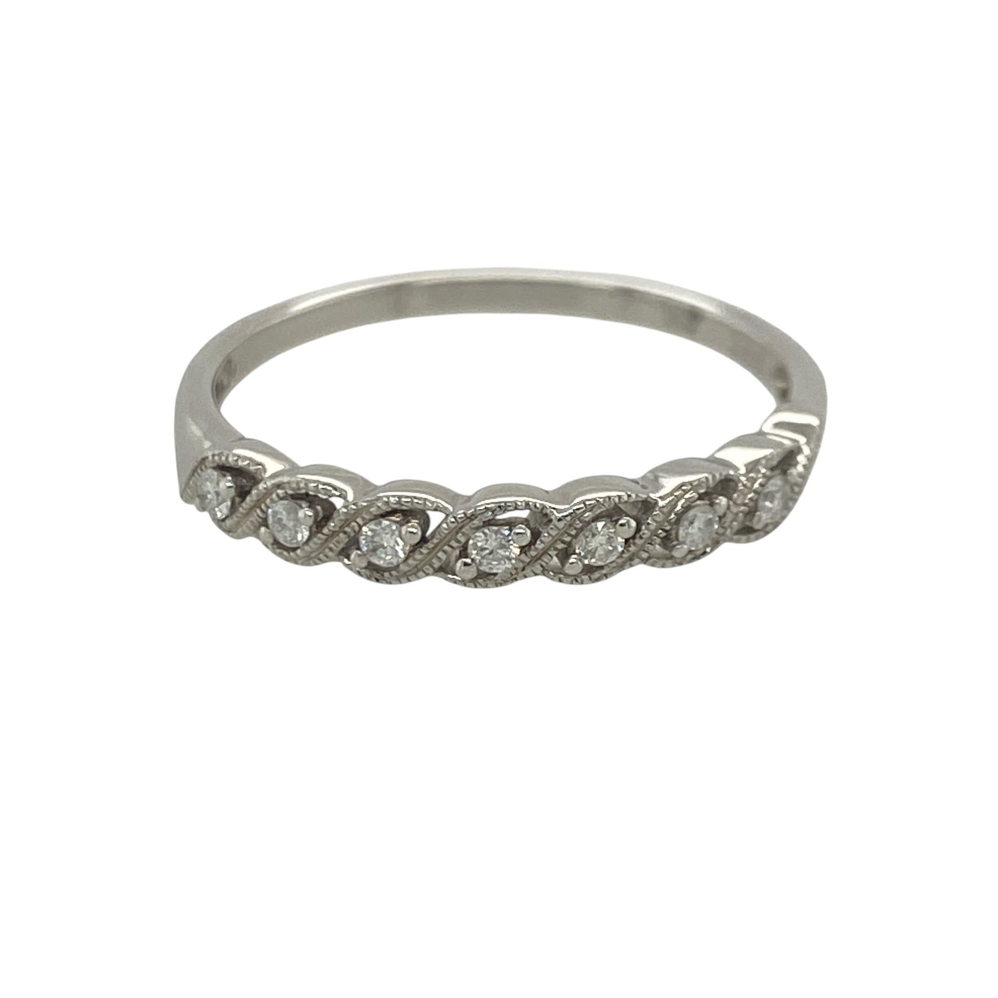 9ct White Gold & Diamond Twist Band Ring
