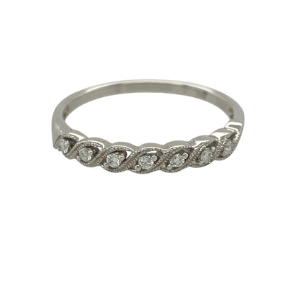 9ct White Gold & Diamond Twist Band Ring