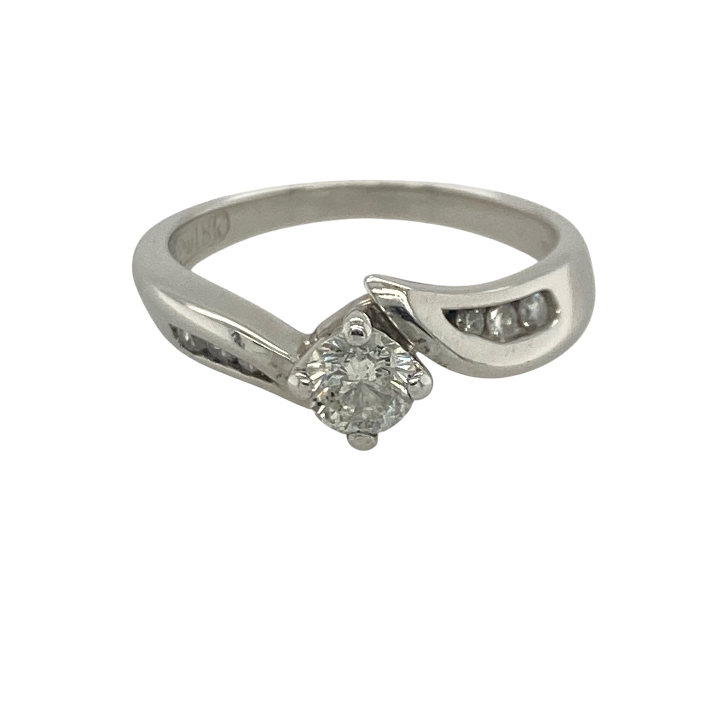 18ct White Gold & Diamond Twist Solitaire Ring