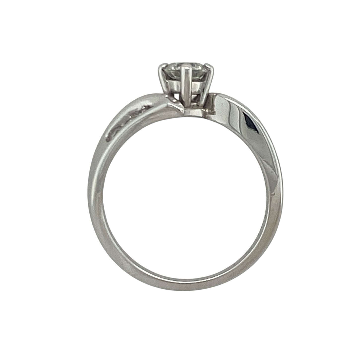 18ct White Gold & Diamond Twist Solitaire Ring