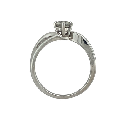 18ct White Gold & Diamond Twist Solitaire Ring