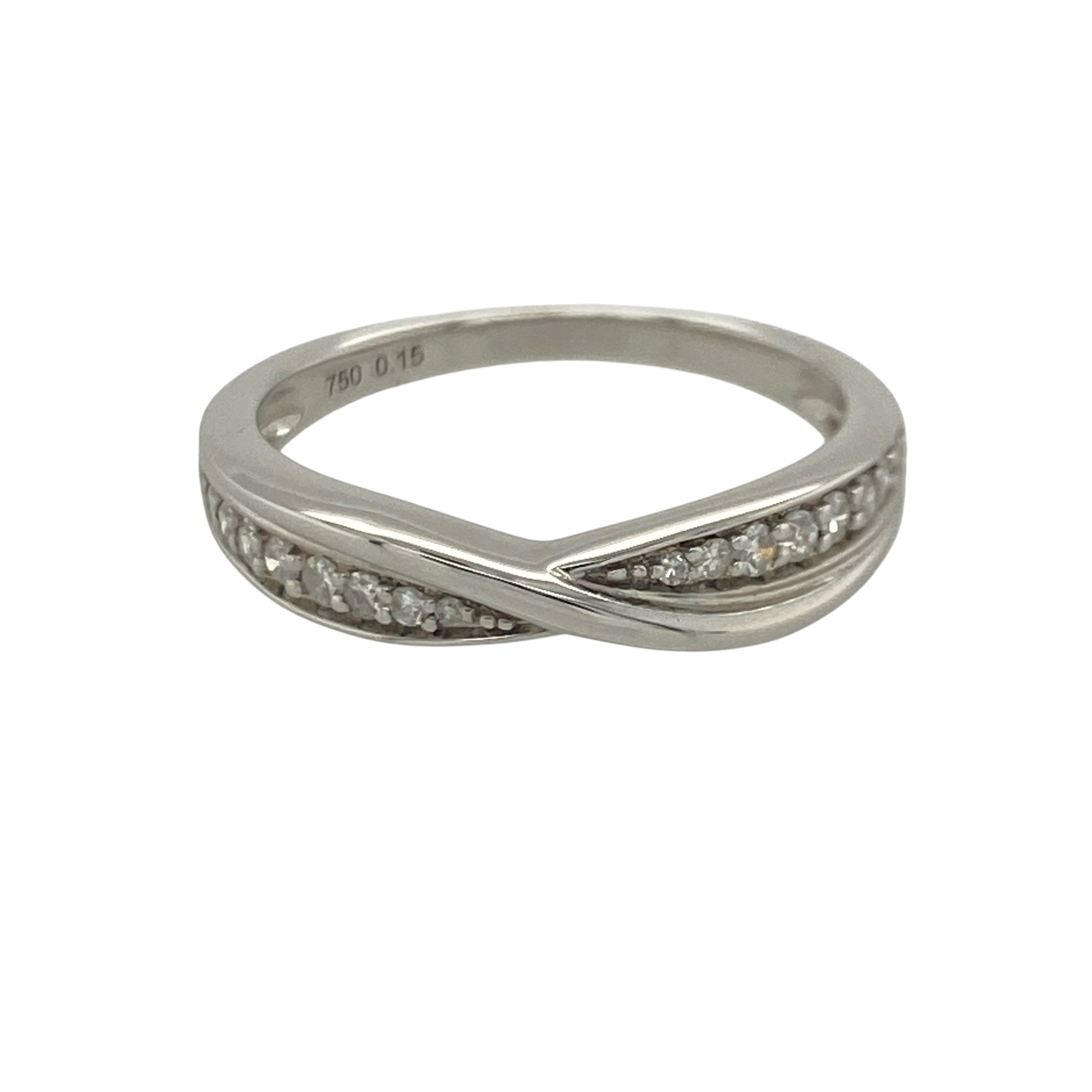 18ct White Gold & Diamond Crossover Band Ring