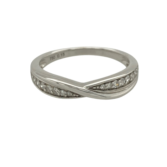 18ct White Gold & Diamond Crossover Band Ring