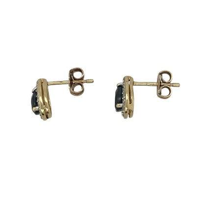 9ct Gold Diamond & Sapphire Cluster Stud Earrings