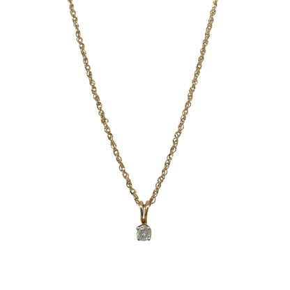 9ct Gold & Diamond Solitaire 16" Necklace