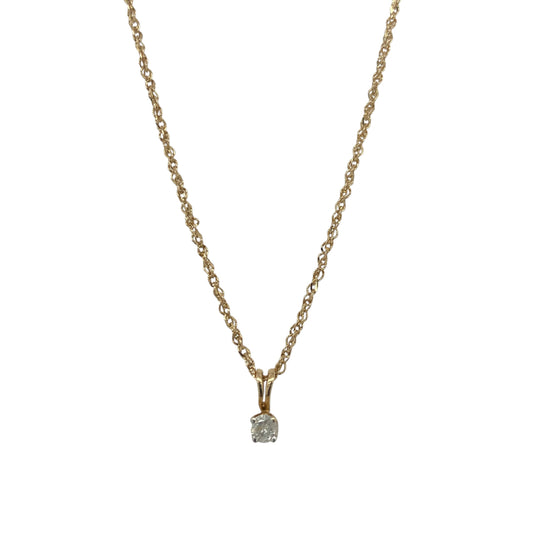 9ct Gold & Diamond Solitaire 16" Necklace