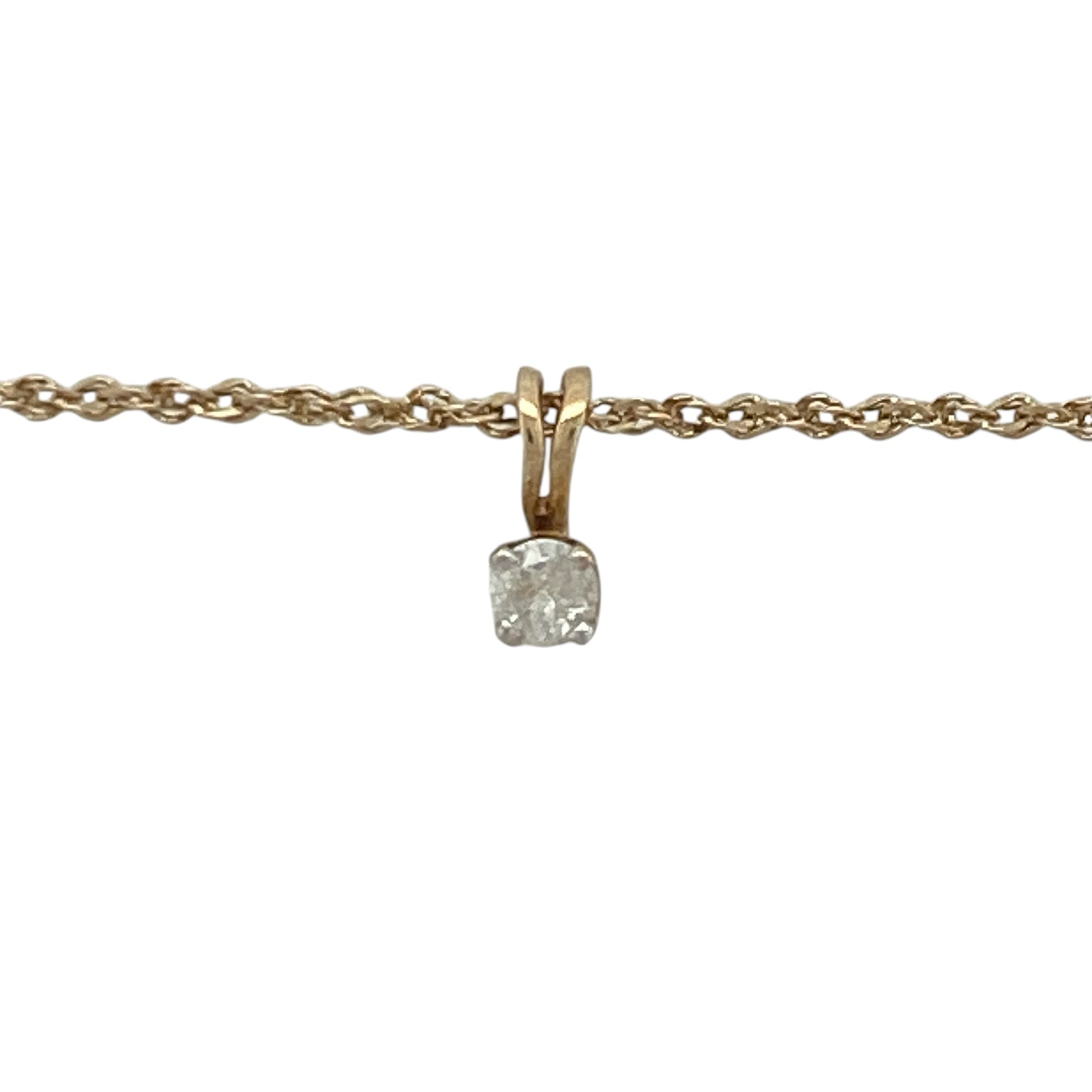 Add timeless elegance and understated sparkle to your jewellery collection with this pre-owned 9ct yellow gold diamond solitaire pendant necklace, featuring a classic design with refined everyday appeal—perfect for gifting, special occasions, or effortless daily wear.

Design: The necklace features a sparkling diamond solitaire pendant measuring approximately 8mm in length including the bail.