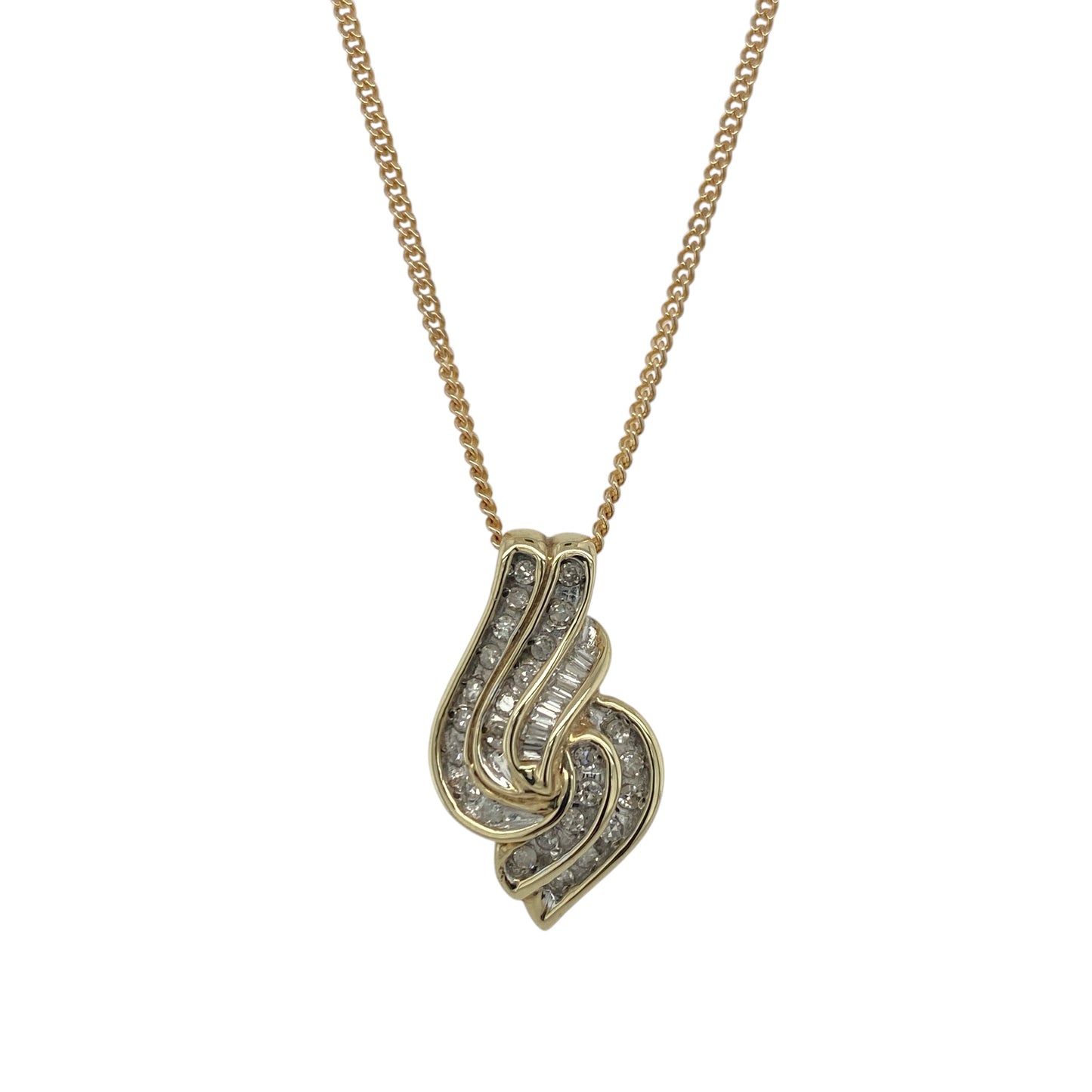 9ct Gold Diamond Swirl 18" Necklace