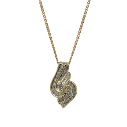 9ct Gold Diamond Swirl 18" Necklace