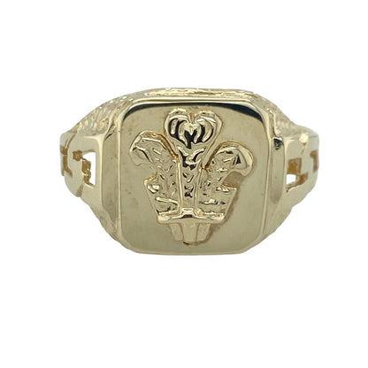 9ct Gold Welsh Three Feathers Signet Ring