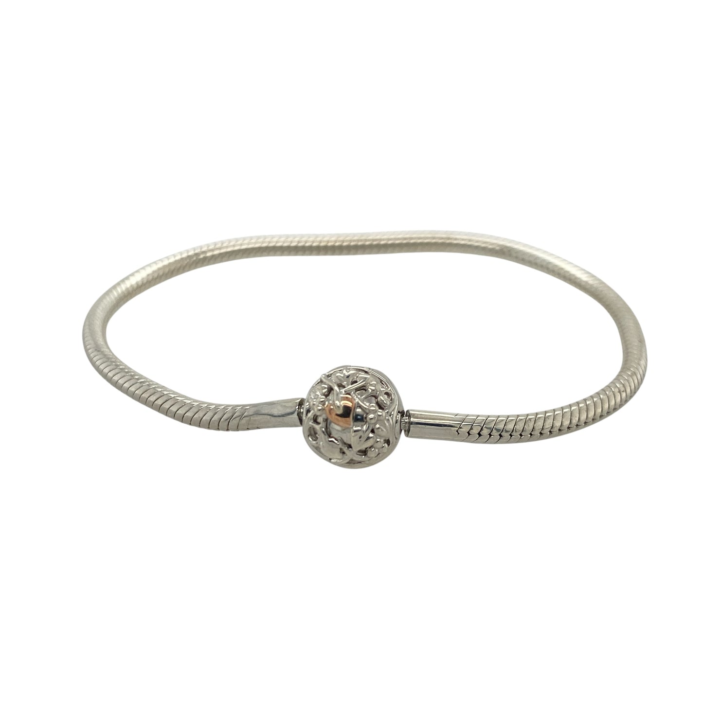 Add a touch of Welsh heritage and timeless charm to your jewellery collection with this pre-owned sterling silver and 9ct rose gold Clogau charm bracelet, featuring a versatile design with elegant everyday appeal—perfect for gifting, collecting, or treasured daily wear.

Design: The bracelet features a classic charm bracelet style with beautifully crafted links and signature Clogau detailing.