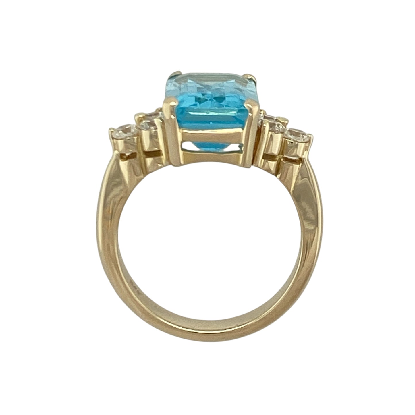 14ct Gold Blue Topaz & Cubic Zirconia Ring