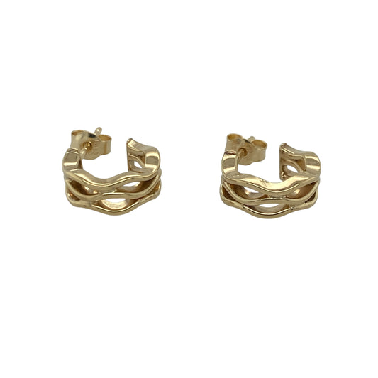 Add timeless style and elegant texture to your jewellery collection with these pre-owned 9ct yellow gold open weave half hoop stud earrings, featuring a distinctive design with versatile everyday appeal—perfect for gifting, daily wear, or complementing any jewellery collection.

Design: The earrings feature an attractive half hoop profile with an intricate open weave pattern, creating a beautiful combination of texture and lightness.