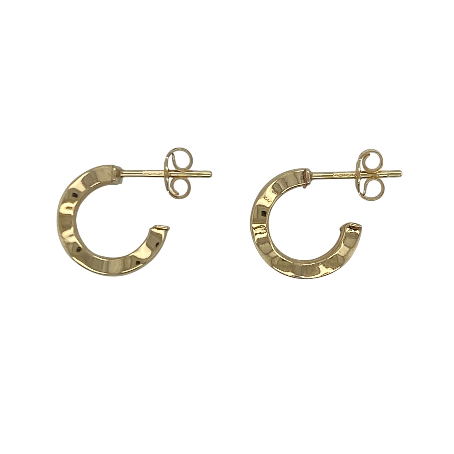 9ct Gold Open Weave Half Hoop Stud Earrings