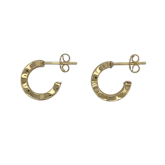 9ct Gold Open Weave Half Hoop Stud Earrings
