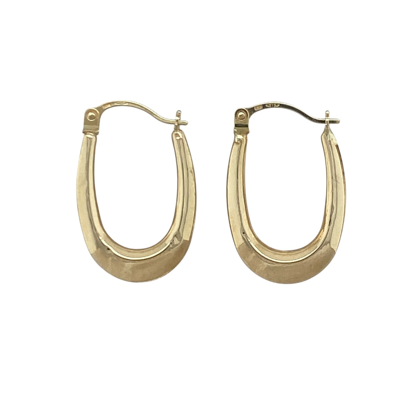9ct Gold Plain Oval Creole Earrings