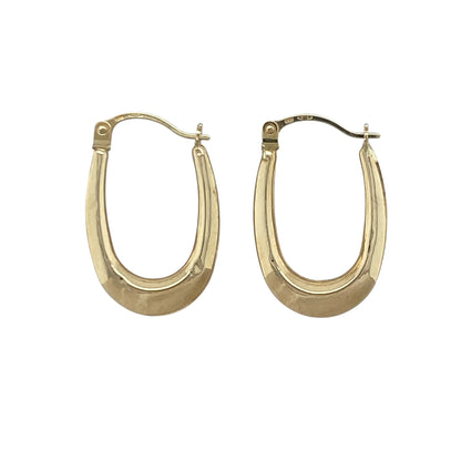 9ct Gold Plain Oval Creole Earrings