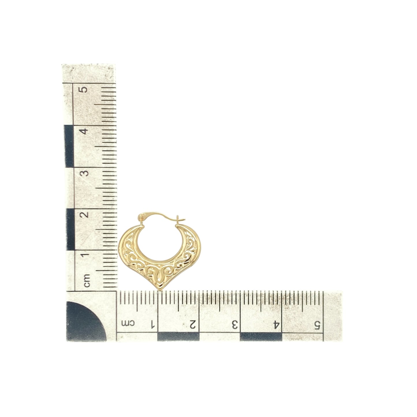9ct Gold Patterned Heart Creole Earrings