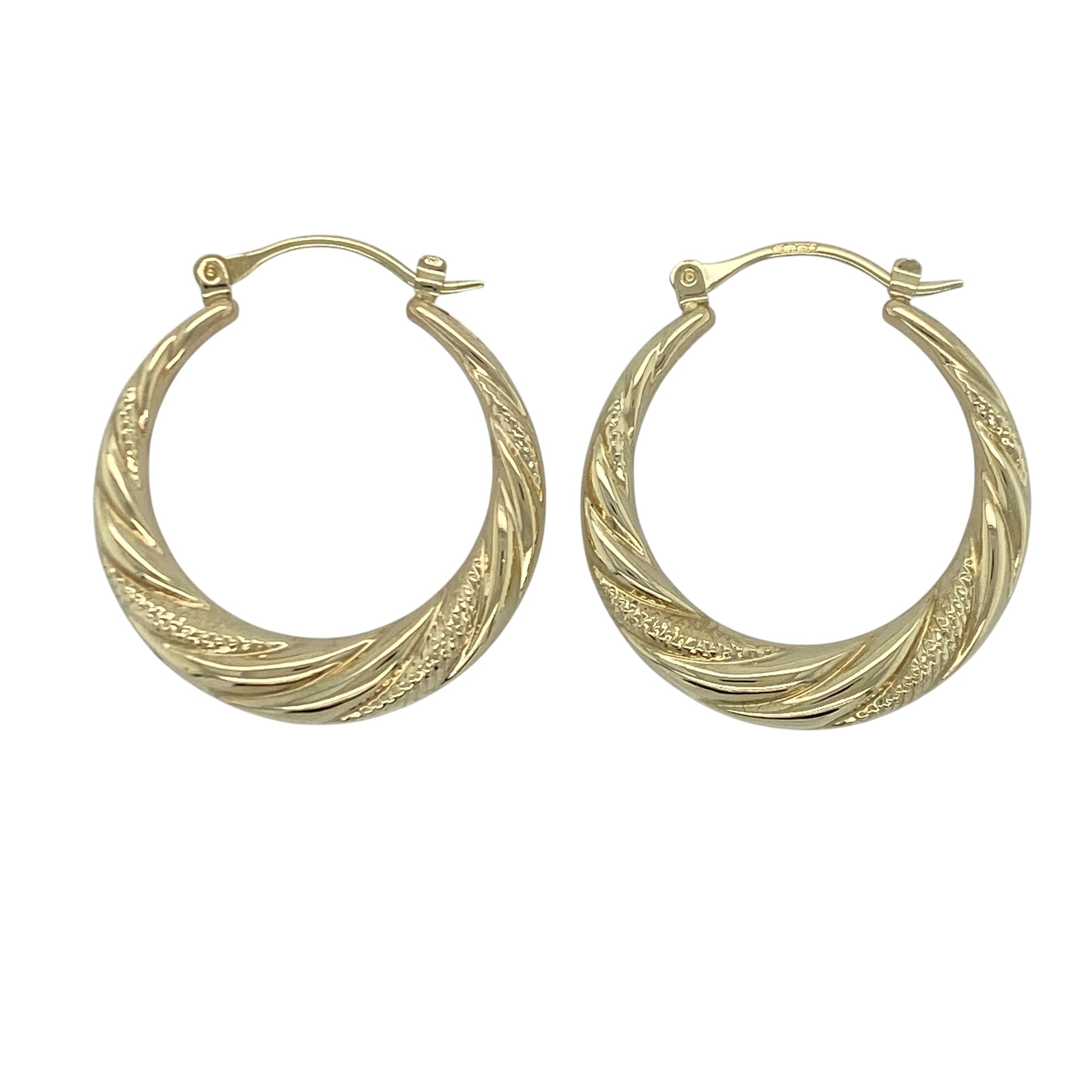 9ct Gold Twisted Hoop Creole Earrings