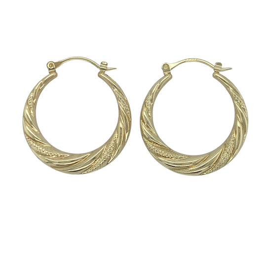 9ct Gold Twisted Hoop Creole Earrings