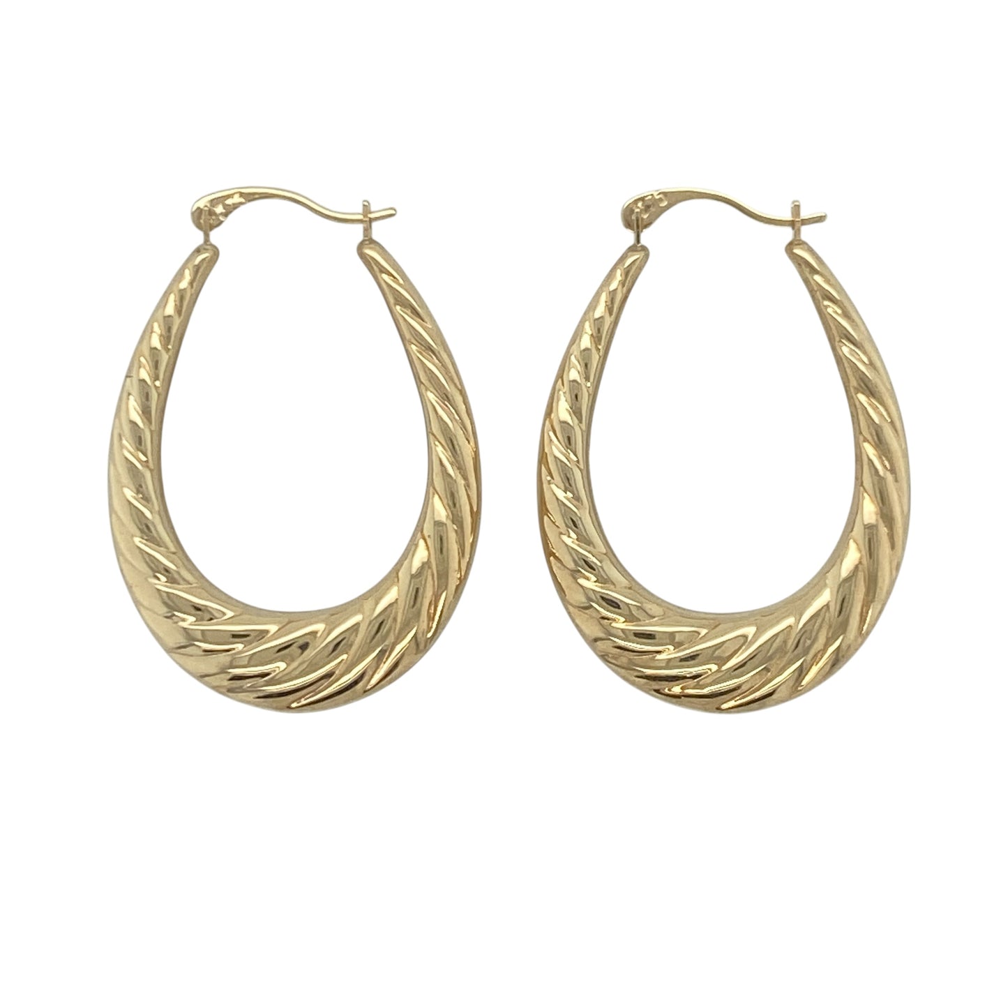 9ct Gold Twisted Oval Creole Earrings