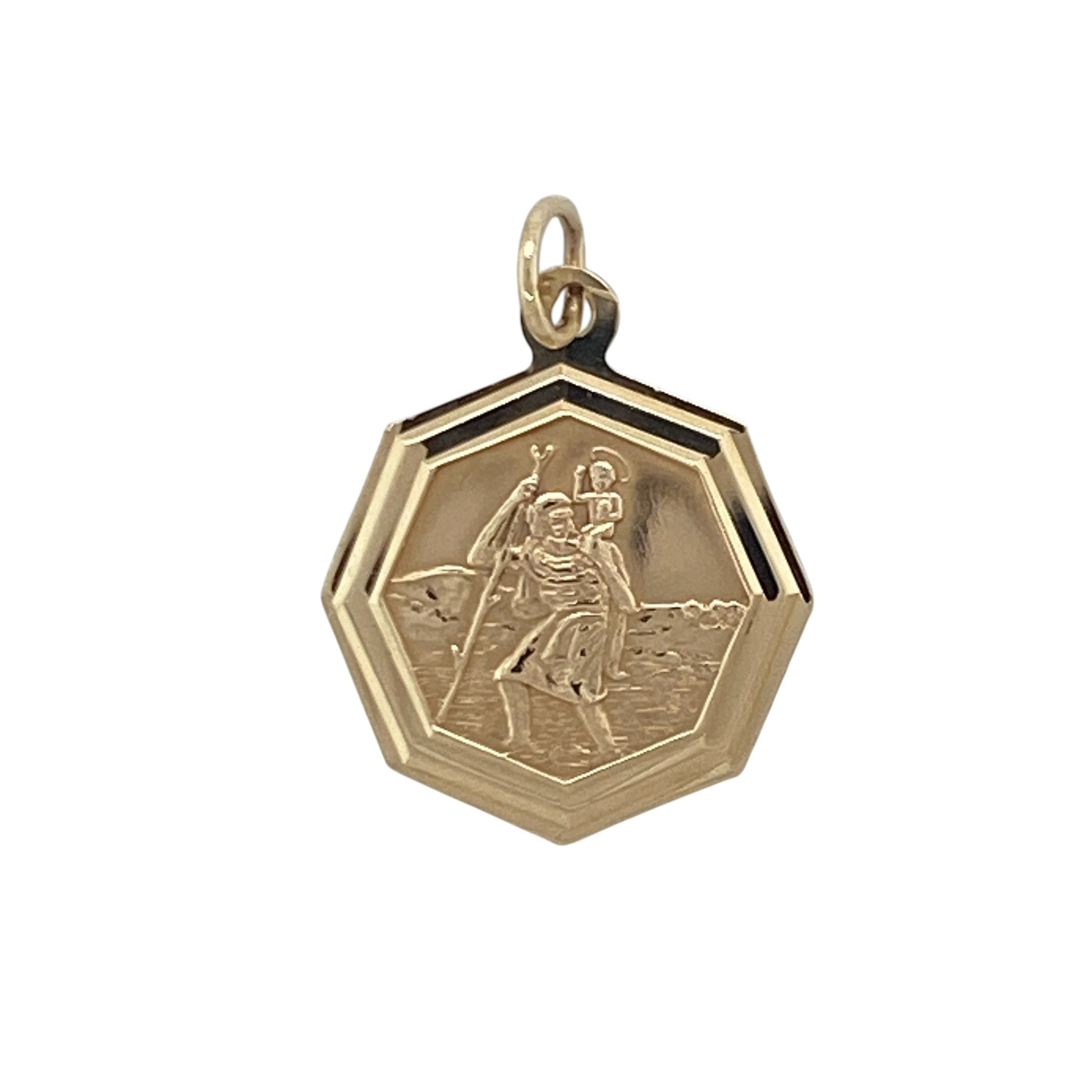 9ct Gold Octagon St Christopher Pendant