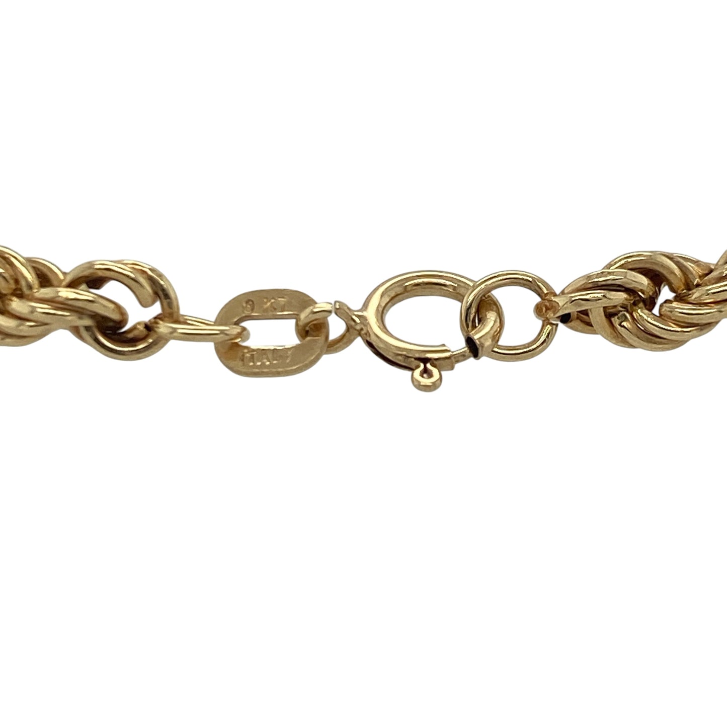 Add timeless elegance and everyday versatility to your jewellery collection with this pre-owned 9ct yellow gold rope bracelet, featuring a classic design with enduring appeal—perfect for gifting, layering, or wearing as a stylish standalone piece.

Design: The bracelet features a beautifully crafted rope link design measuring approximately 4mm wide. The twisted links create a distinctive textured appearance that catches the light from every angle, giving the bracelet a luxurious and eye-catching finish.