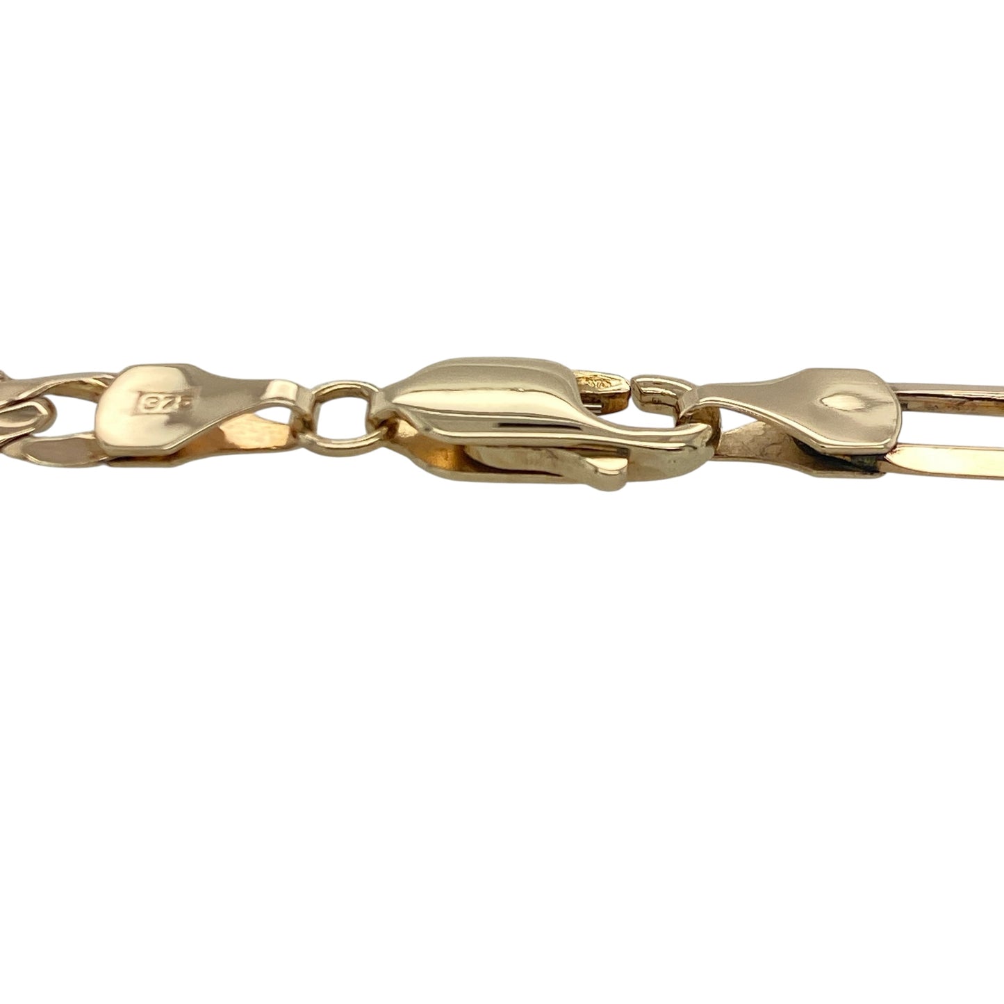 Add timeless style and classic sophistication to your jewellery collection with this pre-owned 9ct yellow gold Figaro bracelet, featuring a substantial design with enduring everyday appeal—perfect for gifting, layering, or wearing as a statement piece.

Design: The bracelet features the iconic Figaro link pattern measuring approximately 5mm wide, combining alternating link lengths to create a distinctive and stylish appearance.