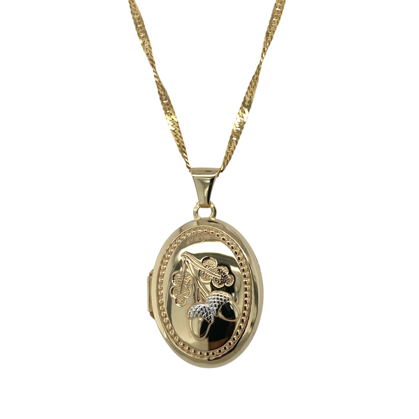 9ct Gold Acorn Oval Locket 18" Necklace