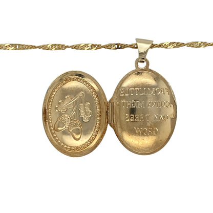 9ct Gold Acorn Oval Locket 18" Necklace