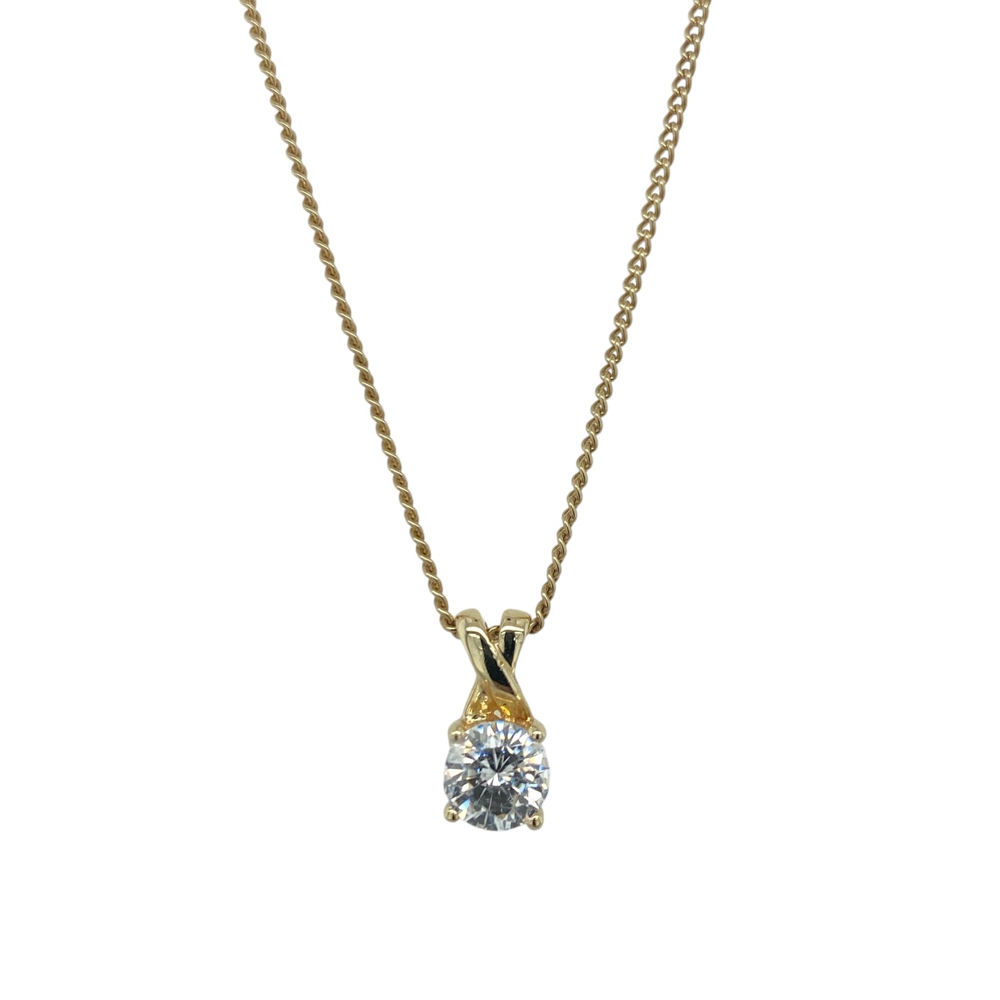 9ct Gold & Cubic Zirconia Solitaire 19" Necklace