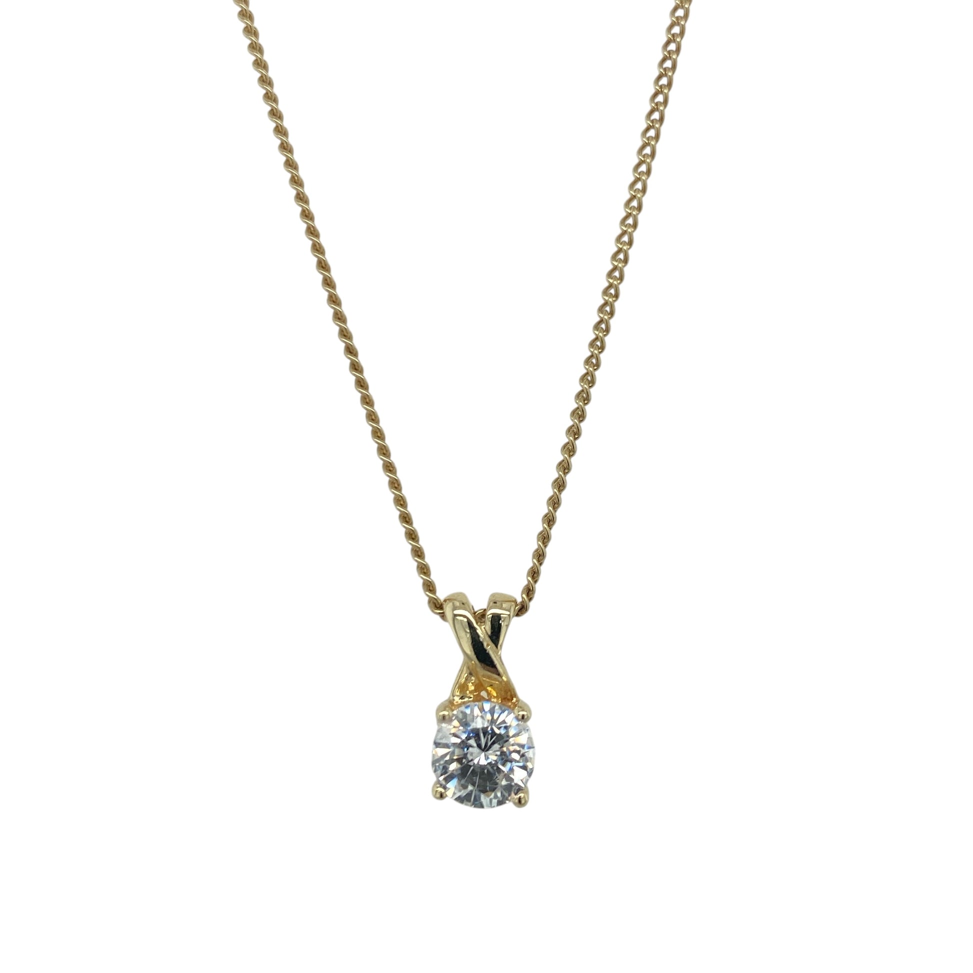 9ct Gold & Cubic Zirconia Solitaire 19" Necklace