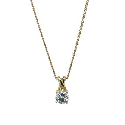 9ct Gold & Cubic Zirconia Solitaire 19" Necklace