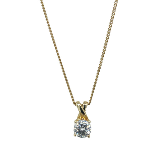9ct Gold & Cubic Zirconia Solitaire 19" Necklace