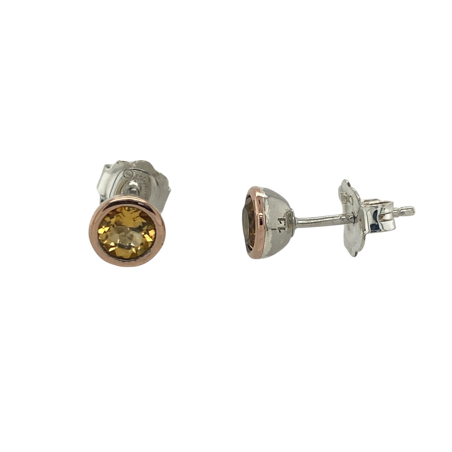 925 Silver & Citrine Round Clogau Stud Earrings