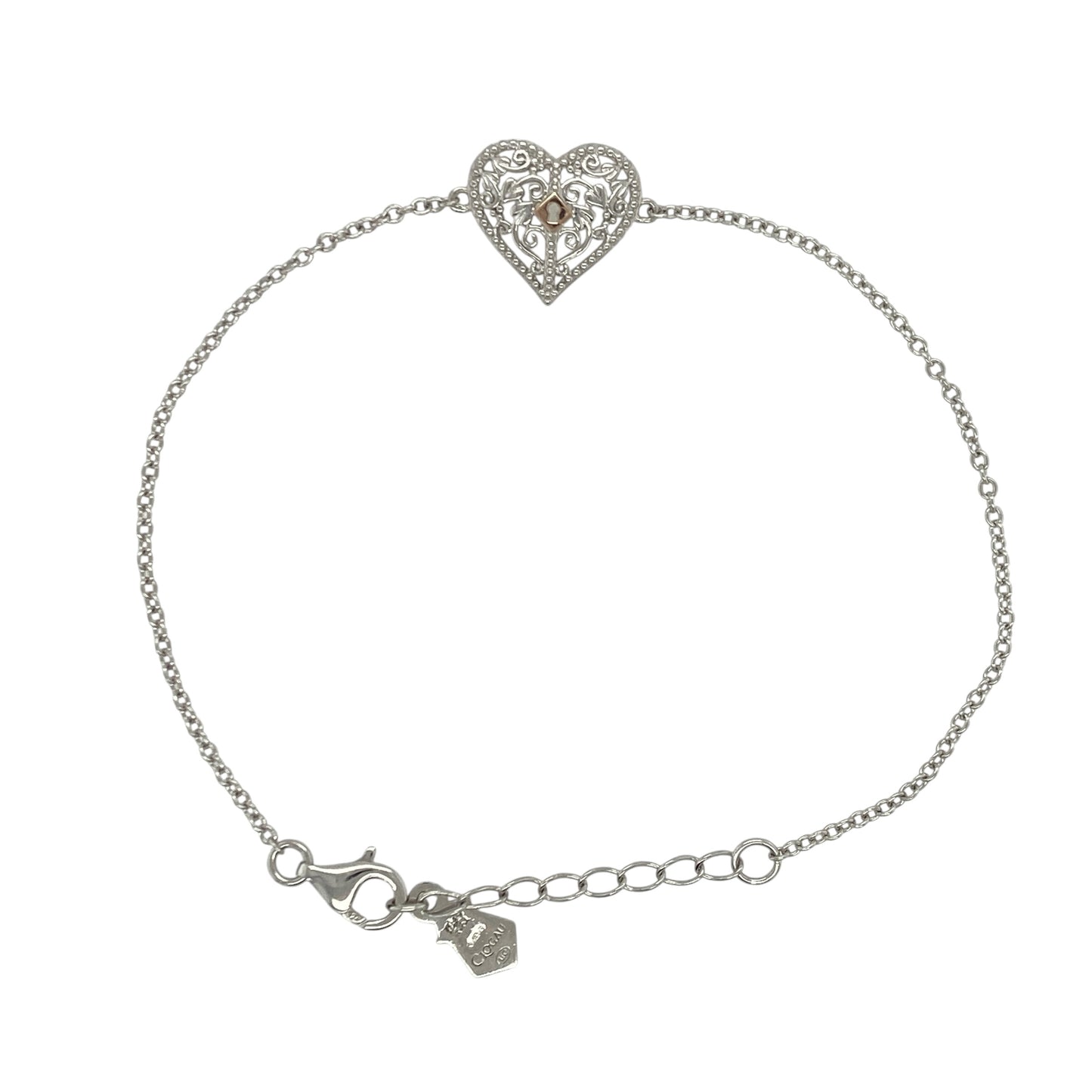 925 Silver Clogau Kensington Heart 7" - 8" Bracelet