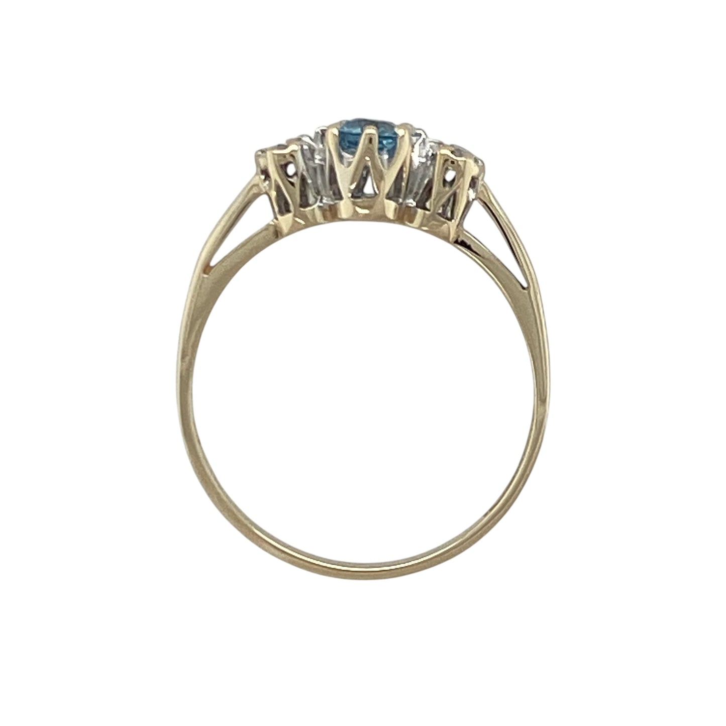 9ct Gold Diamond & Blue Topaz Trilogy Ring