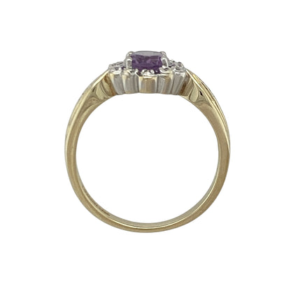 9ct Gold Diamond & Amethyst Cluster Ring