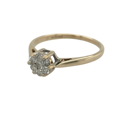 Add timeless sparkle and classic elegance to your jewellery collection with this pre-owned 9ct yellow gold diamond cluster ring, featuring a delicate design with refined everyday appeal—perfect for special occasions, gifting, or sophisticated daily wear.

Design: The ring showcases a charming round diamond cluster, creating a beautiful focal point with impressive brilliance.