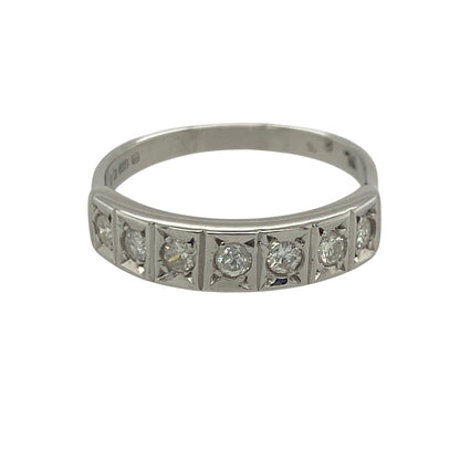 9ct White Gold & Diamond Band Ring