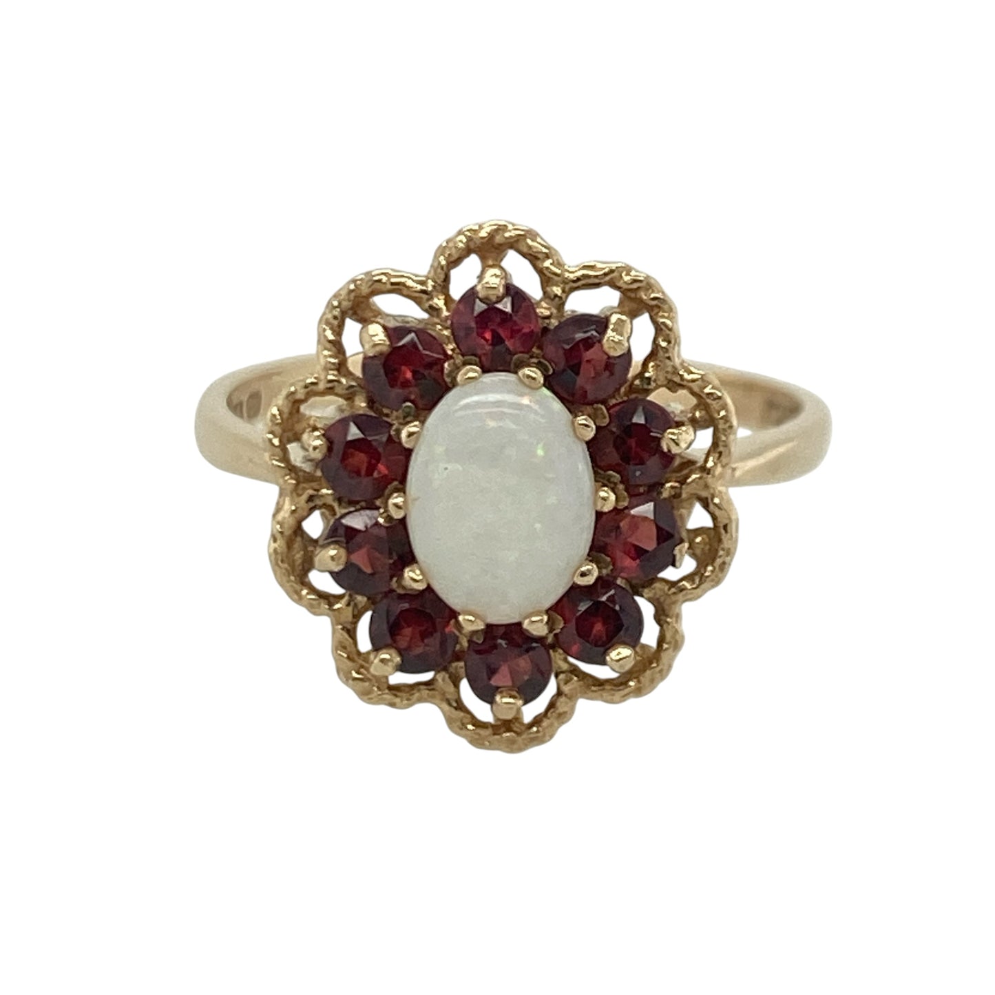 9ct Gold Garnet & Opalique Cluster Ring