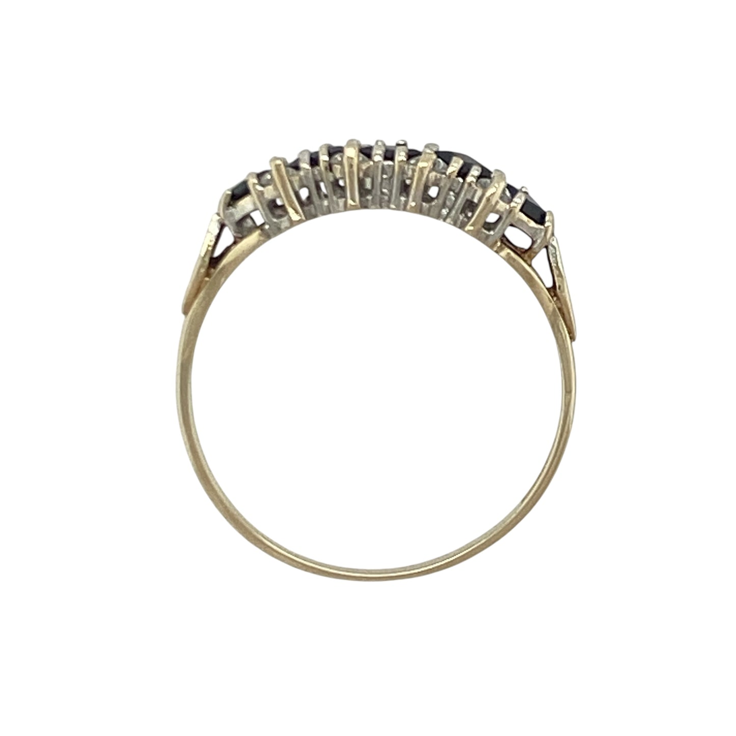 9ct Gold Sapphire & Cubic Zirconia Cluster Band Ring