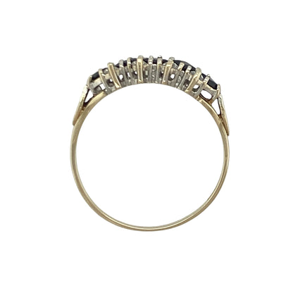 9ct Gold Sapphire & Cubic Zirconia Cluster Band Ring