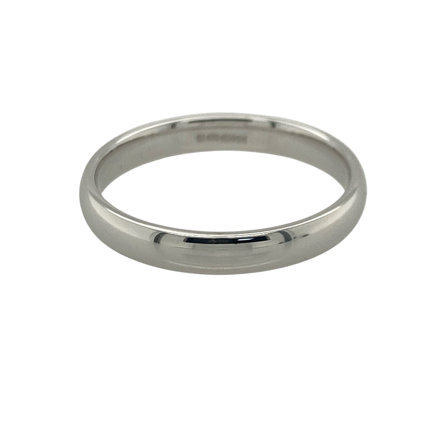 Celebrate timeless commitment with this pre-owned 18ct white gold wedding band ring, featuring a classic and elegant design with enduring everyday appeal—perfect as a wedding ring, anniversary band, or a sophisticated addition to any jewellery collection.

Design: The ring features a traditional polished wedding band profile measuring approximately 3mm wide, offering a refined and timeless appearance.