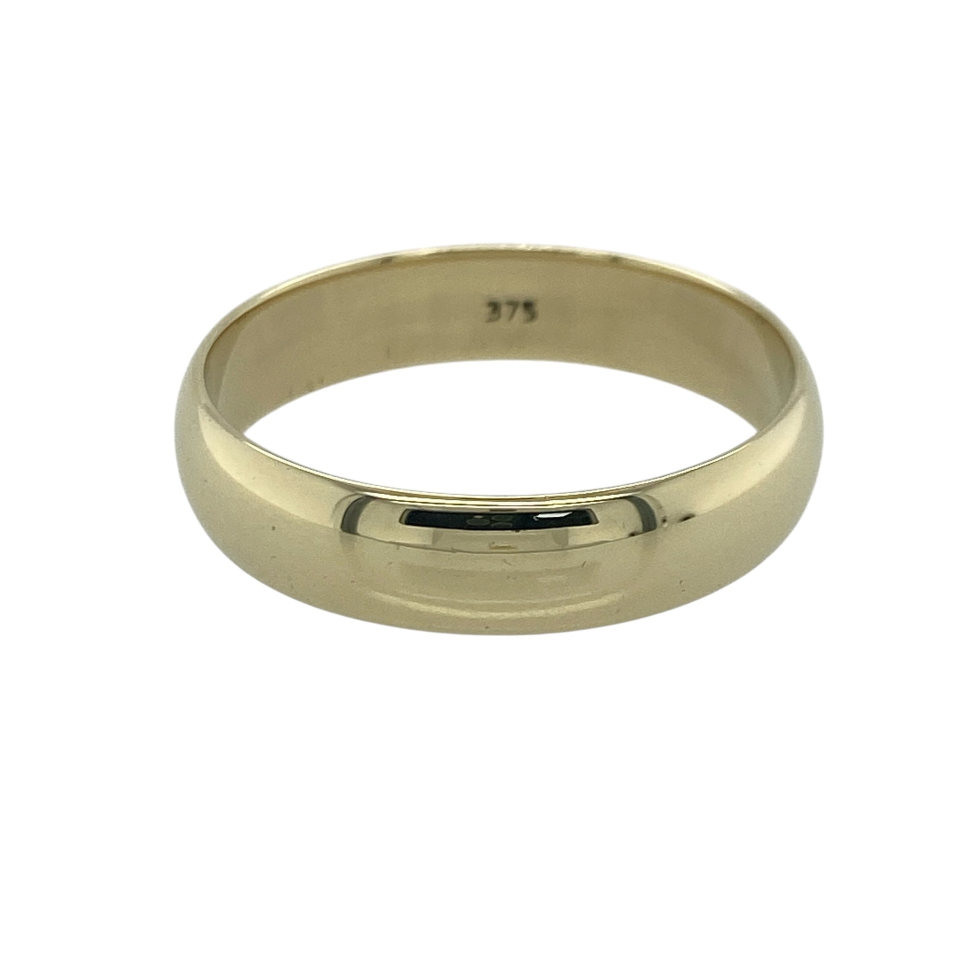 Celebrate timeless commitment with this pre-owned 9ct yellow gold wedding band ring, featuring a classic and substantial design with enduring everyday appeal—perfect as a wedding ring, anniversary band, or a versatile addition to any jewellery collection.

Design: The ring features a traditional polished wedding band profile measuring approximately 5mm wide, offering a balanced and timeless appearance.