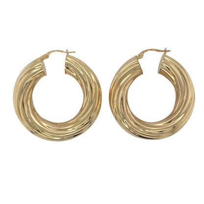 9ct Gold Twisted Hoop Creole Earrings